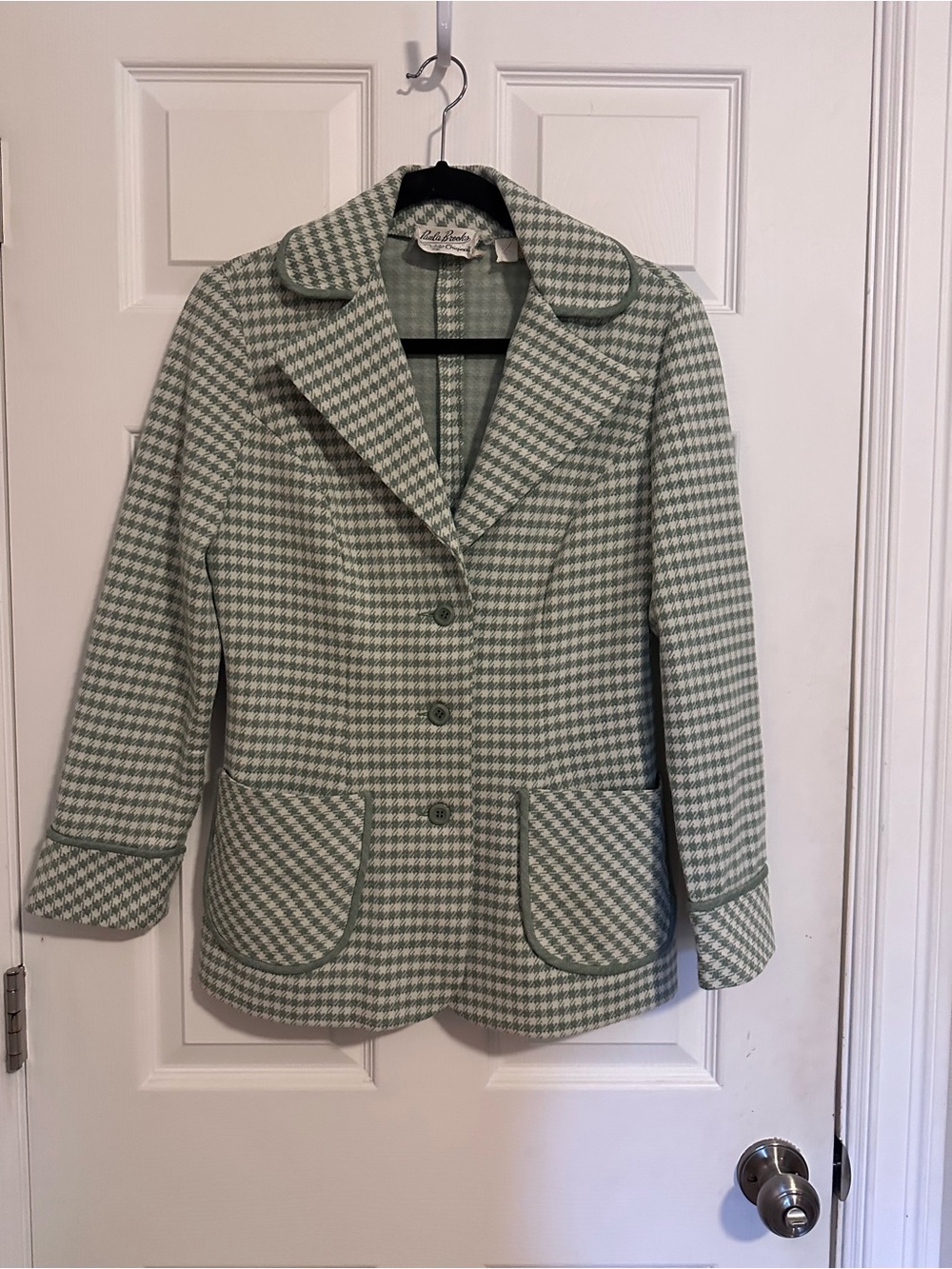 Vintage 70s Green Houndstooth Jacket